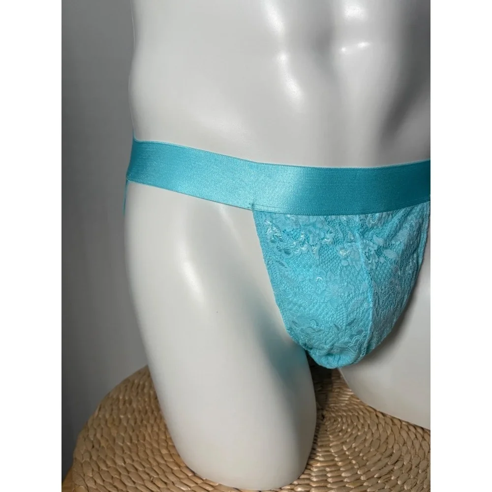 Cosabella Maldives Blue Lace Jock Strap Sexy Stretch Designer Underwear XL NWT